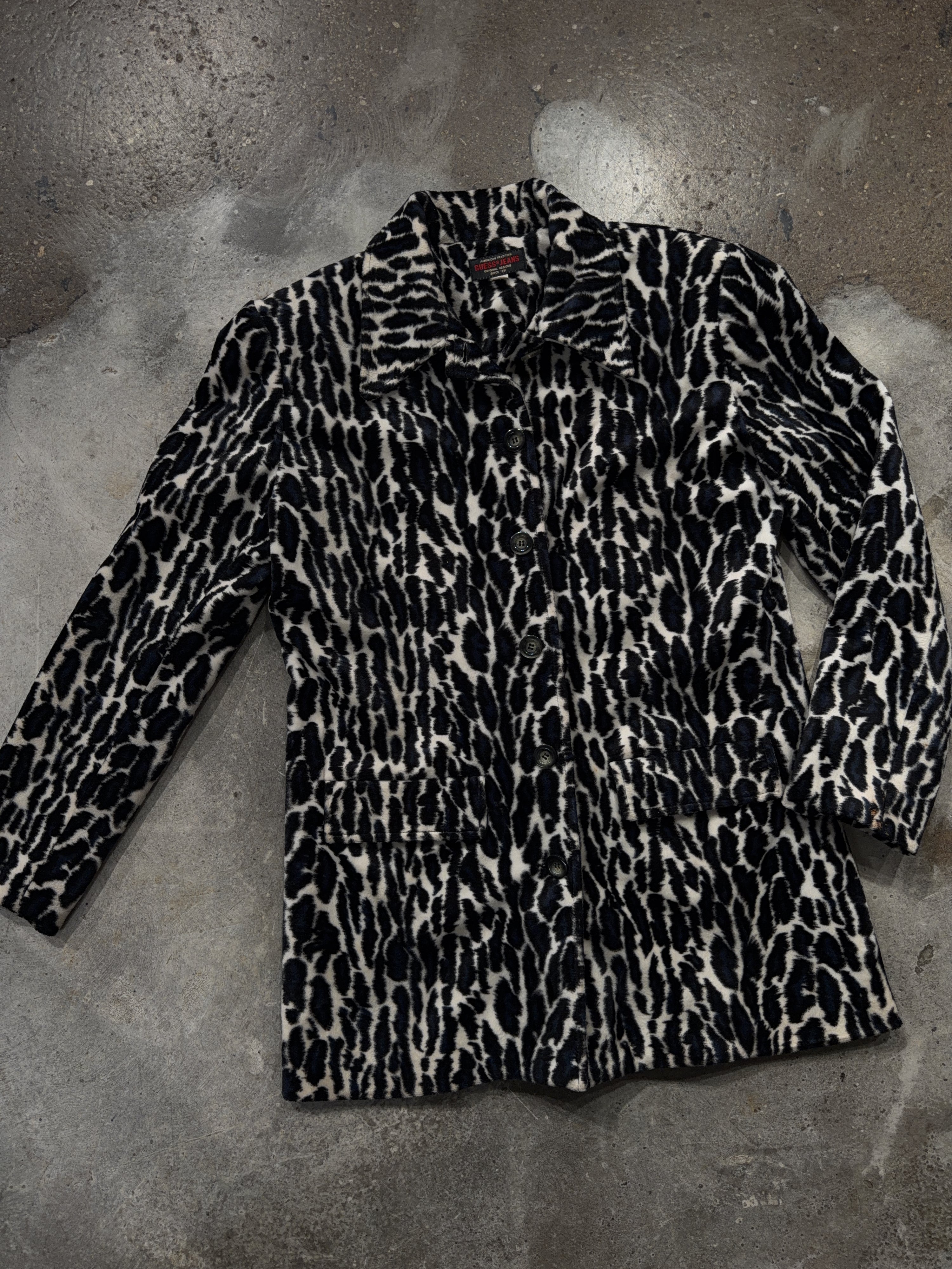 00s Guess Jeans Cheetah Coat (M)