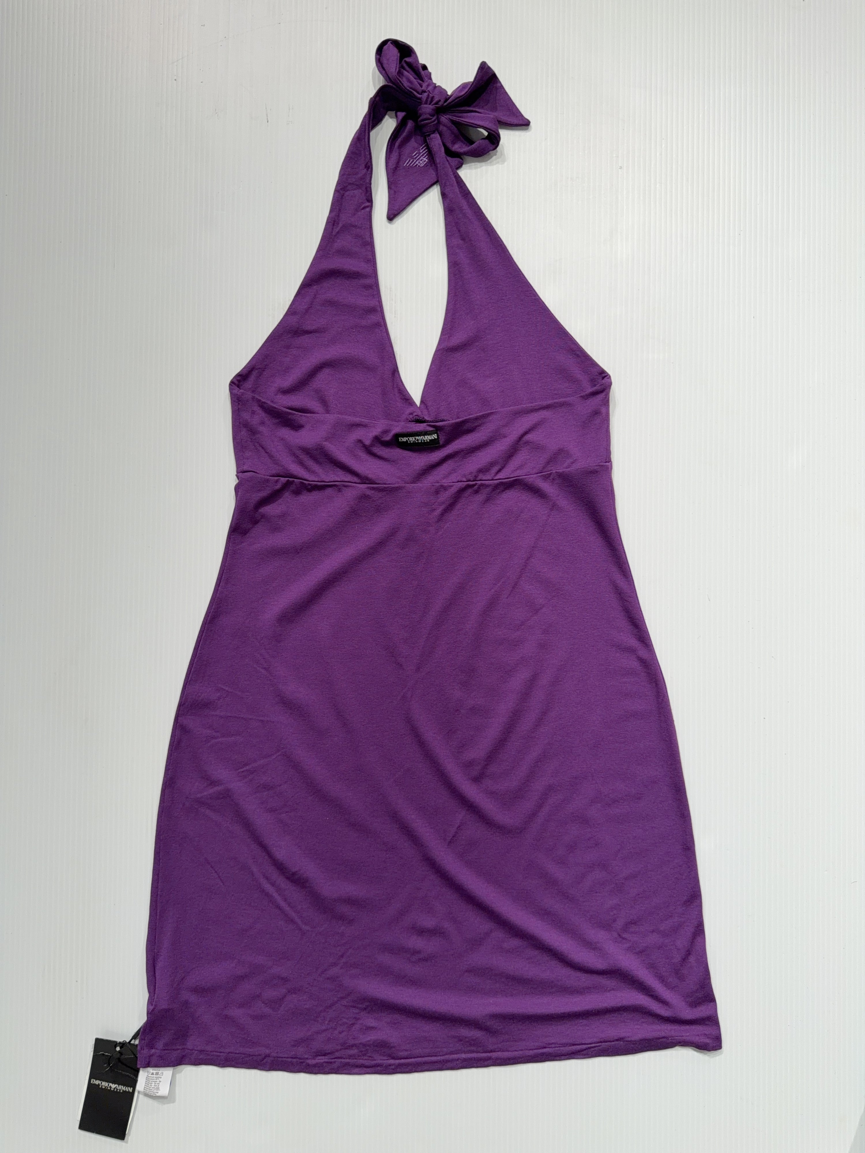 00s Emporio Armani Purple Halter Dress (M)