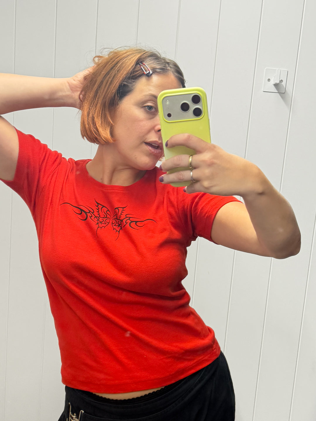 ELLIOTT CROFT TRAMP STAMP TEE on Red Deadstock