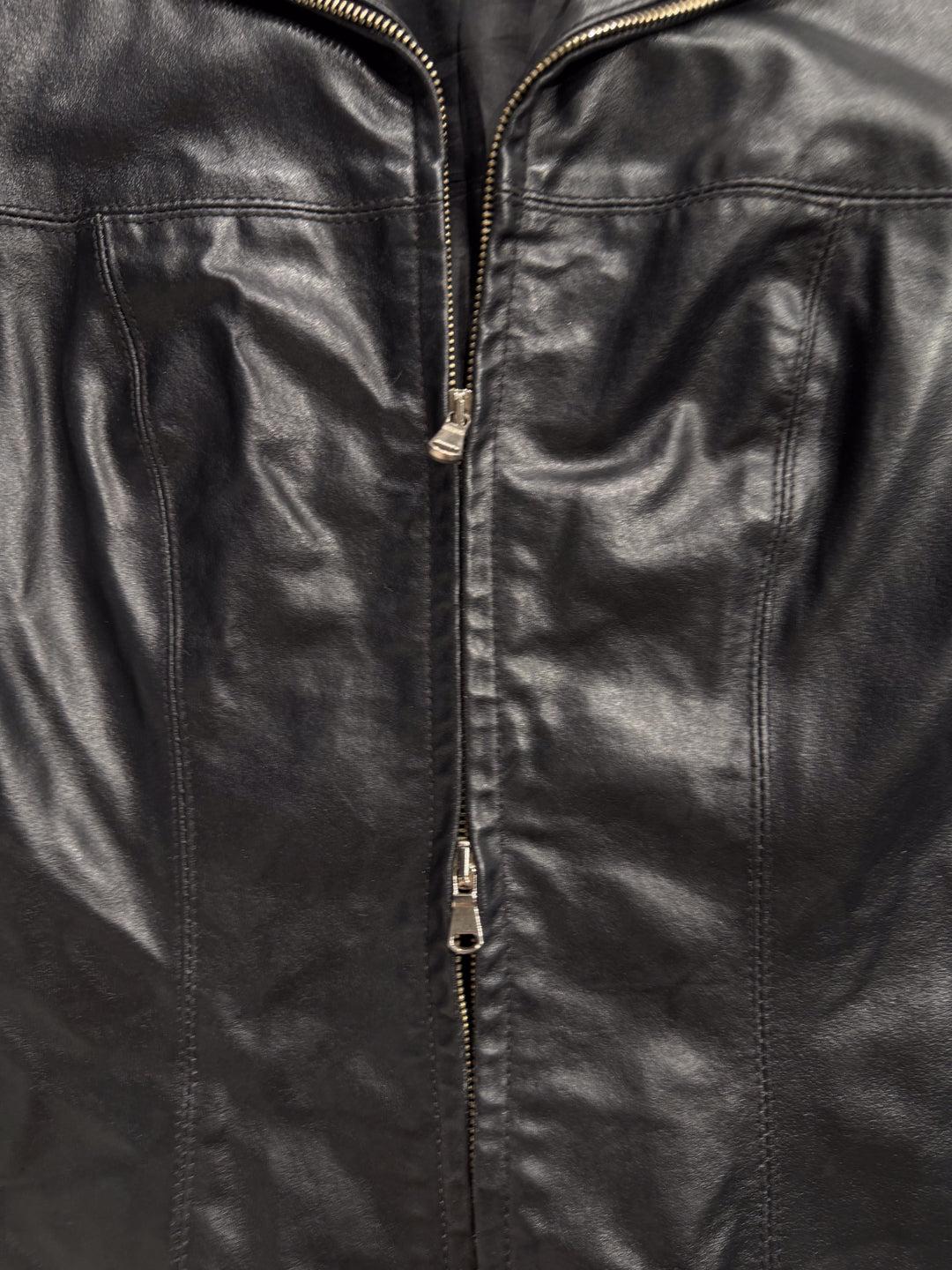 00s Double Pelle Zipped Fitted Leather Jacket Slow Fashion (S)