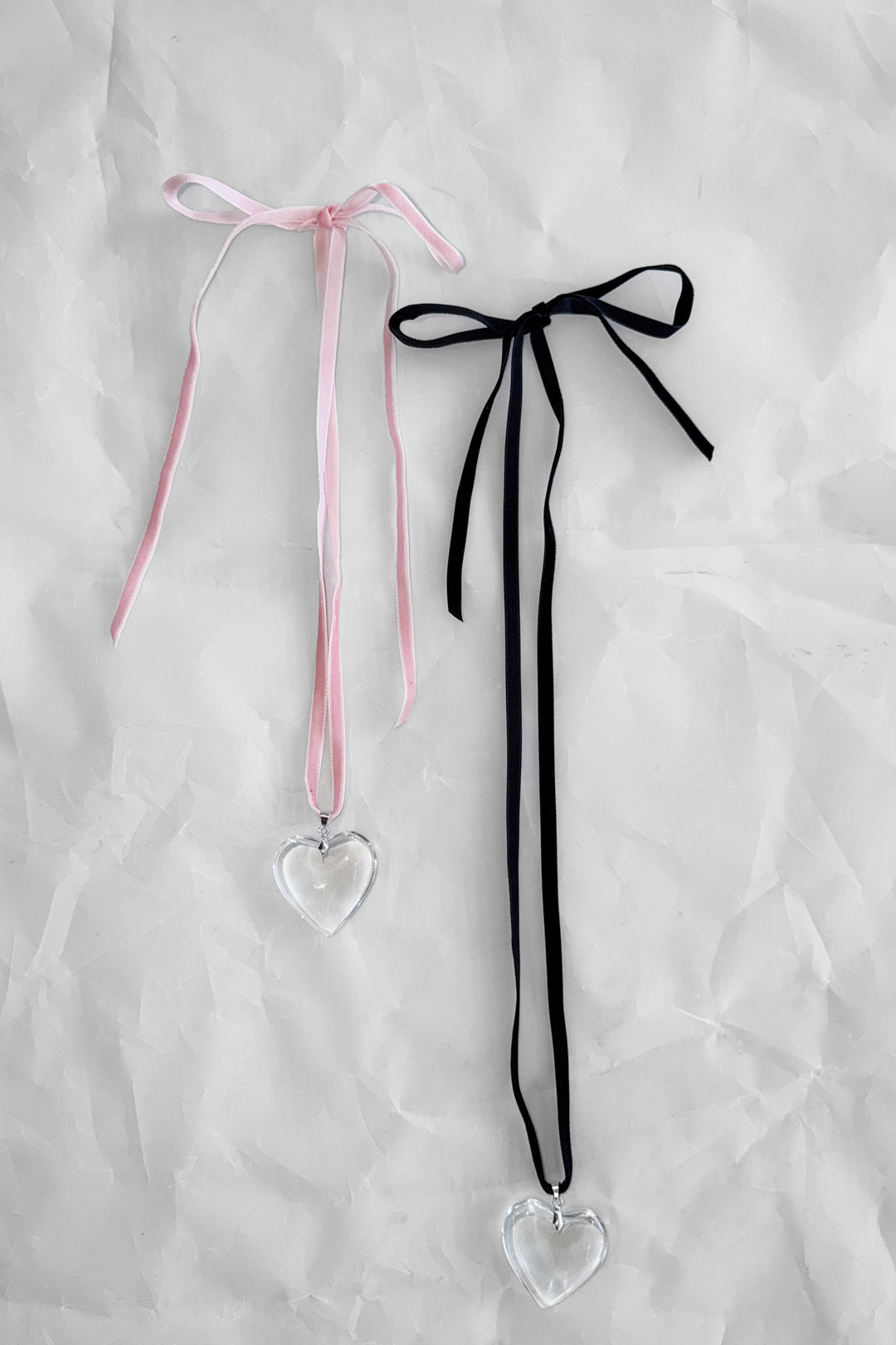 Clear Quartz Heart - Pink Velvet