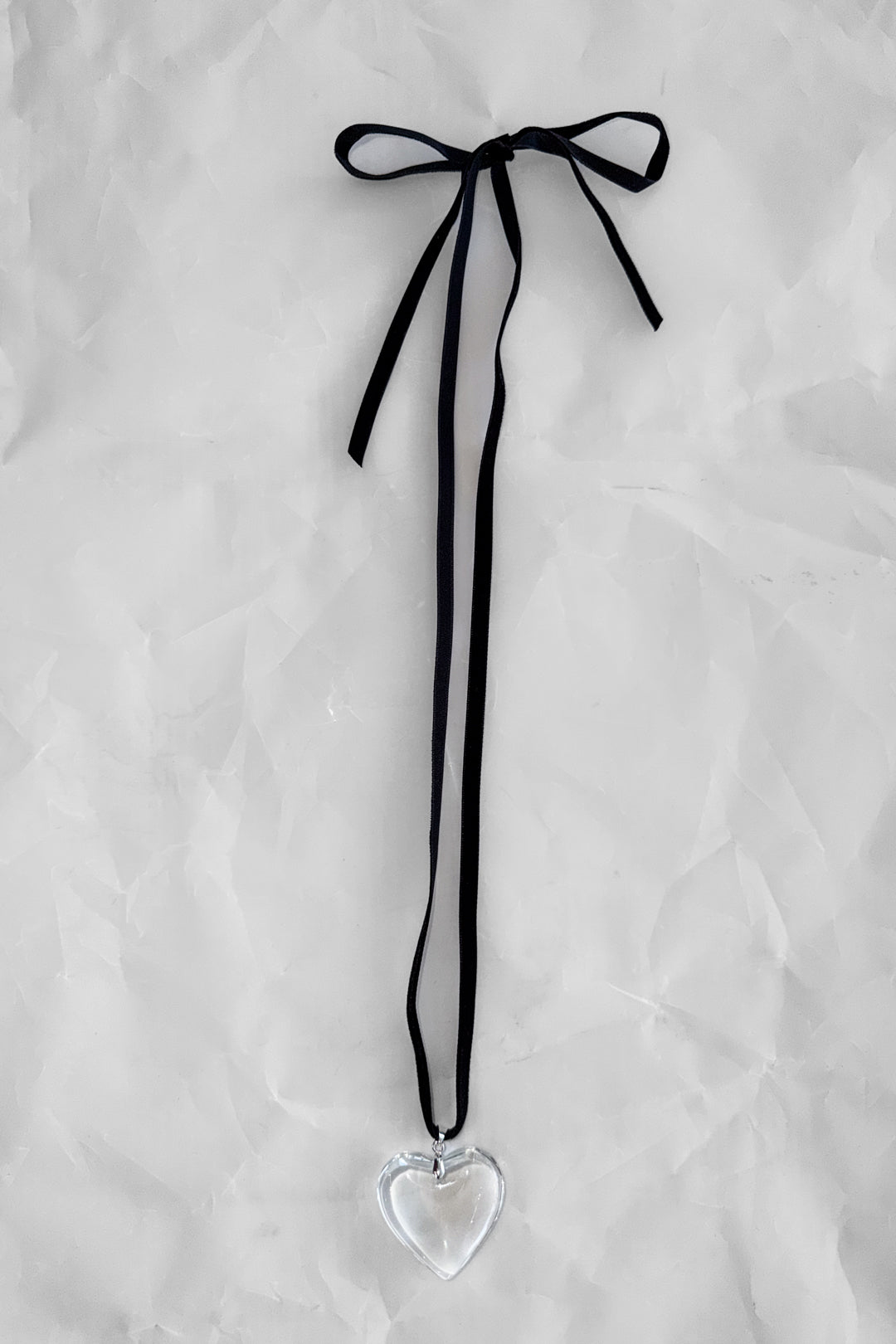 Clear Quartz Heart - Black Velvet