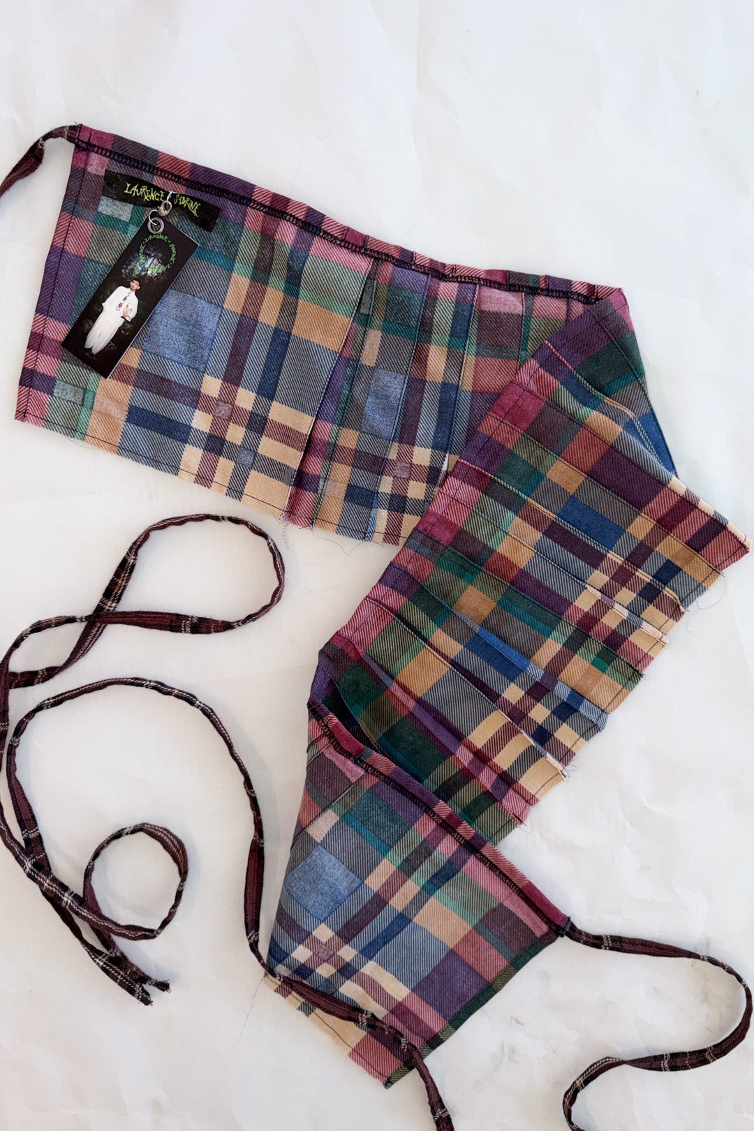 Purple Multi-Tartan Pleat Belt by Laurence Sabrine