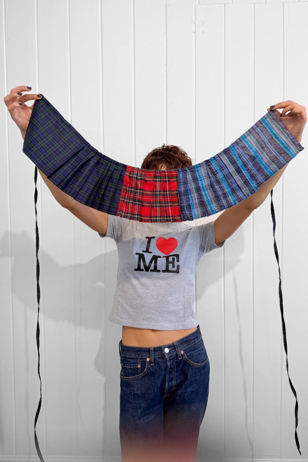 Three Mix Tartan Pleat Belt by Laurence Sabrine