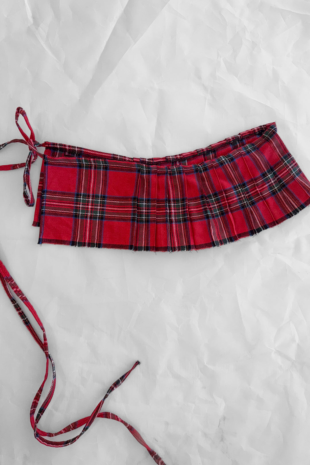 Red Tartan Pleat Belt by Laurence Sabrine
