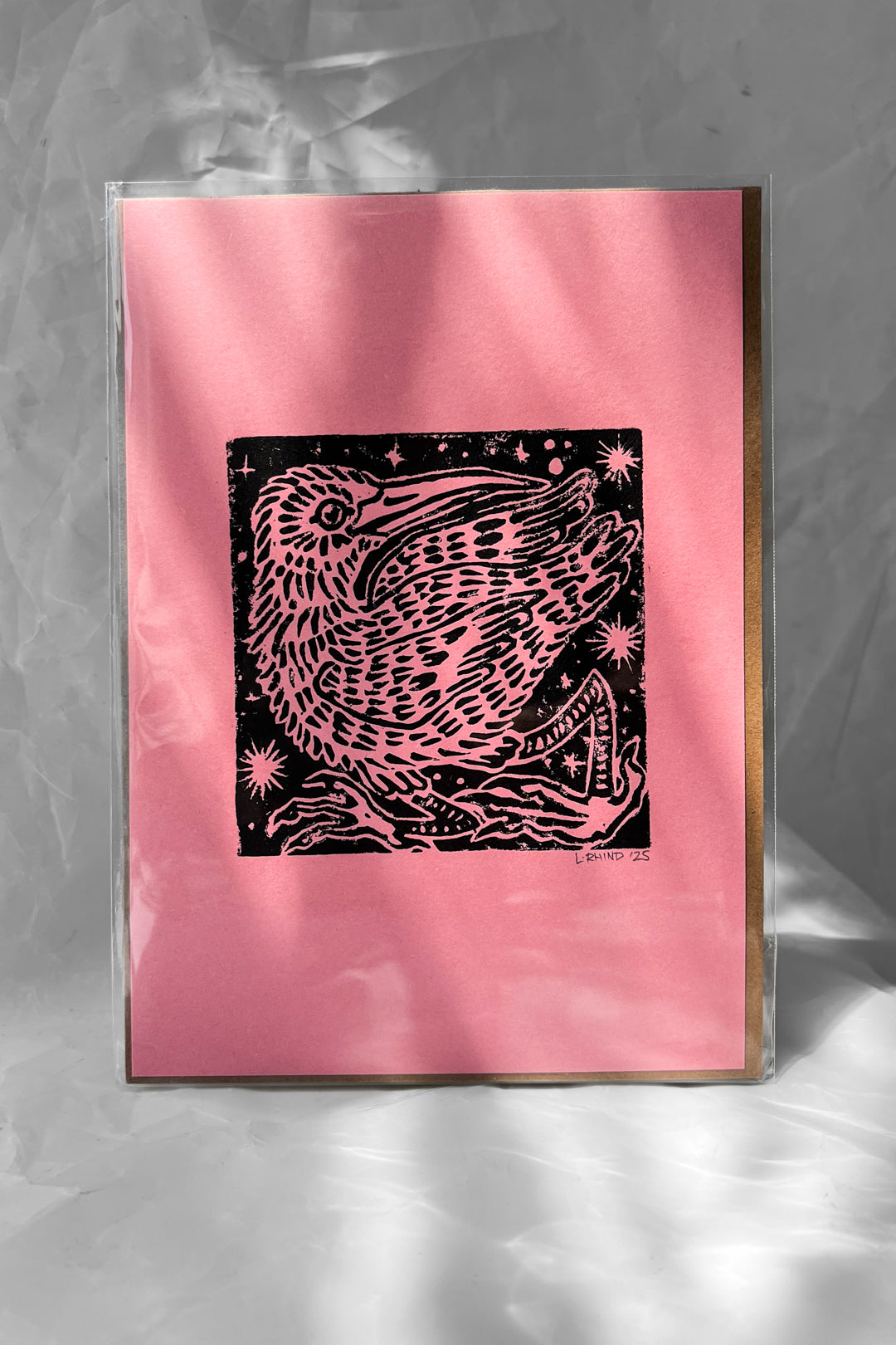 Lilly Rhind Lino Bird A5 Print