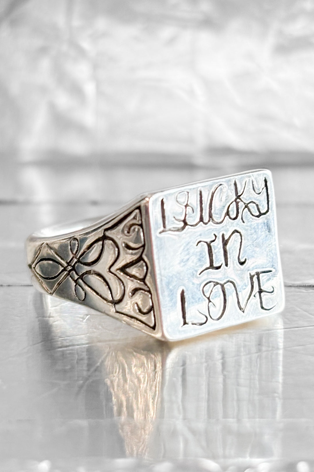 Lucky In Love Sterling Silver Signet Ring by MVH