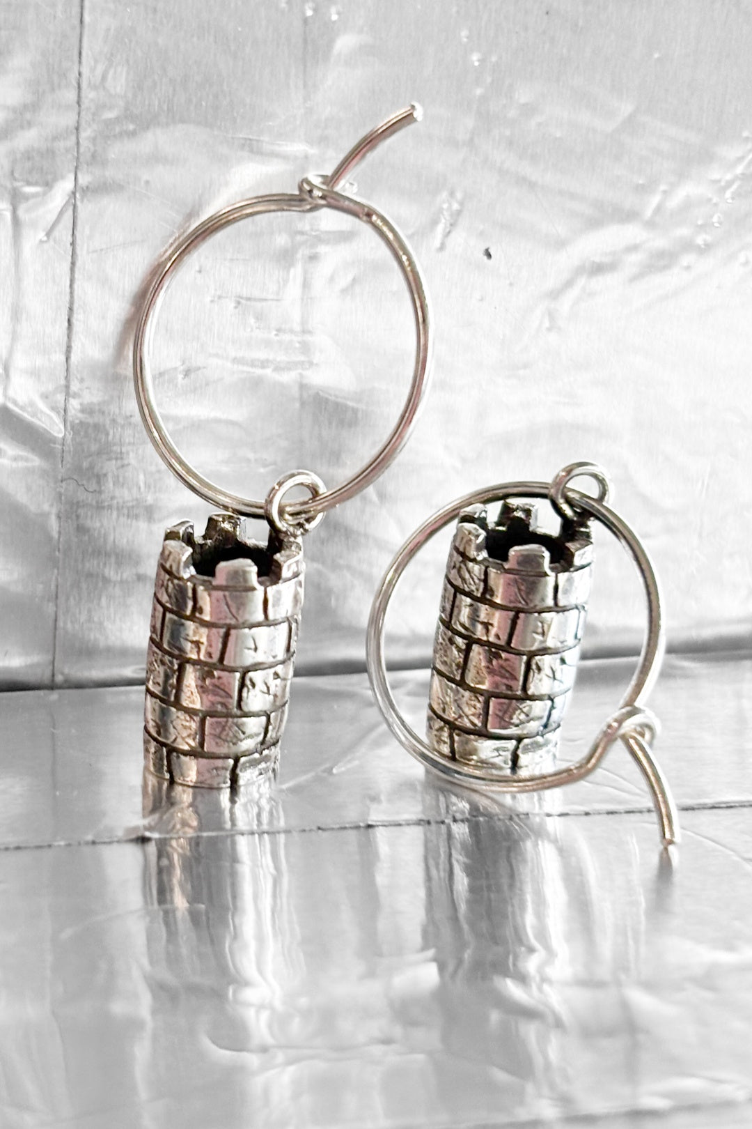 Castle Turret Sterling Silver Earrings by MVH