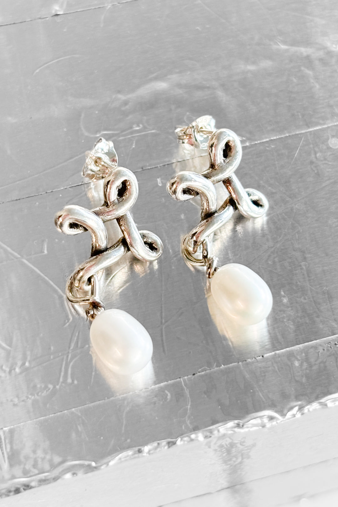 Infinite Pearl Sterling Silver Earrings by MVH