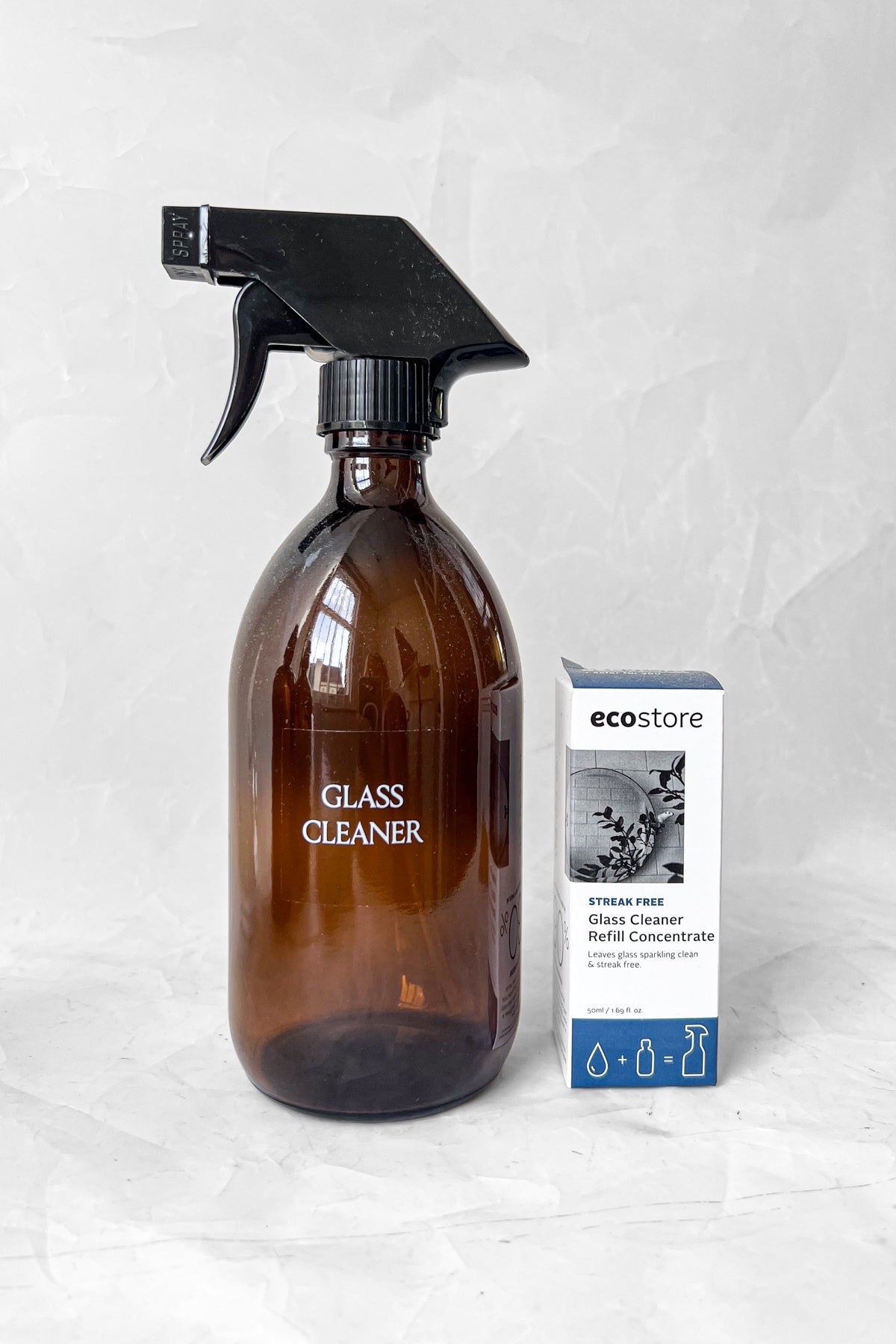 Glass Cleaner Set: Concentrate and Re-usable Glass Bottle