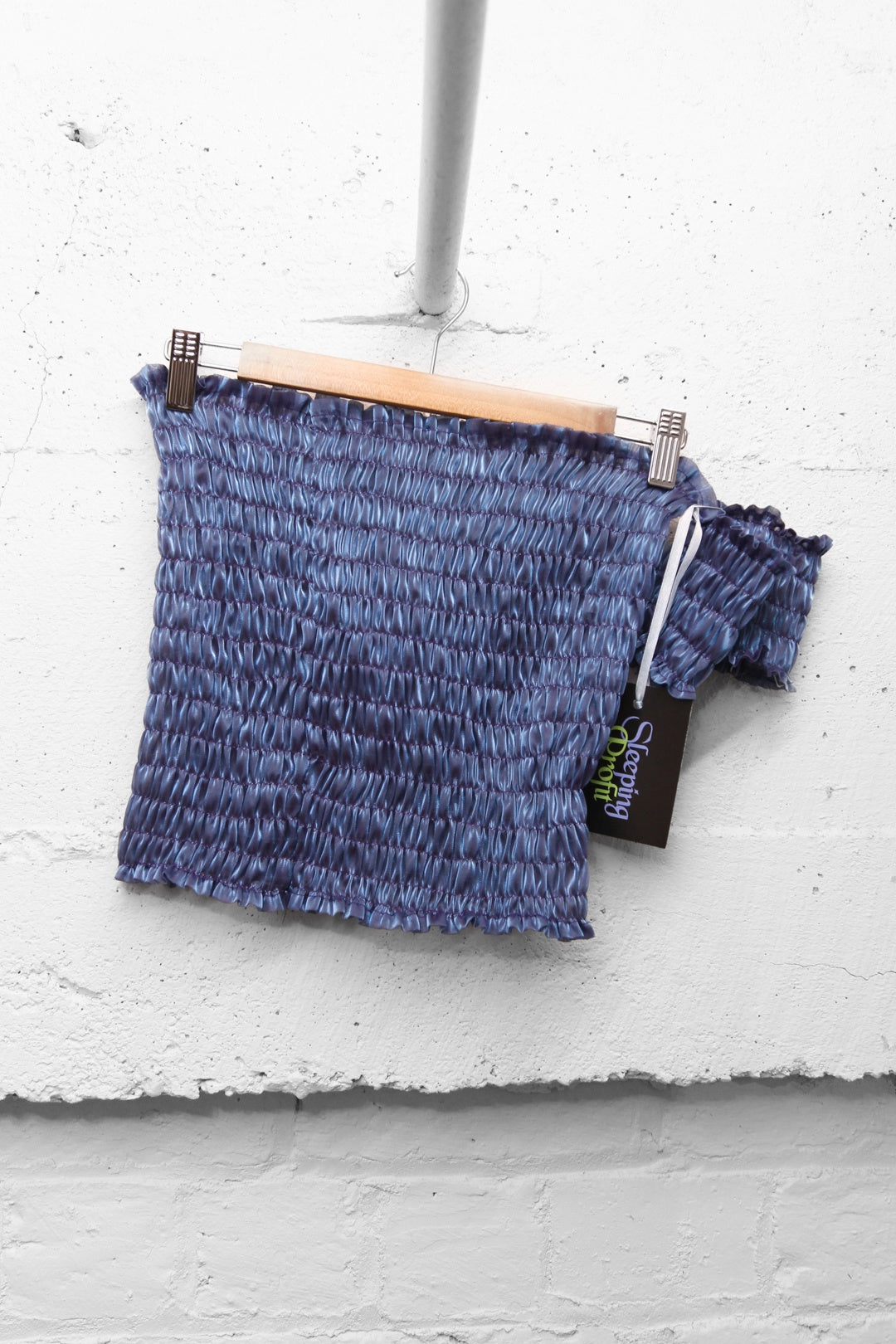 Ruched Boobtube + Cuffs Set - Blue