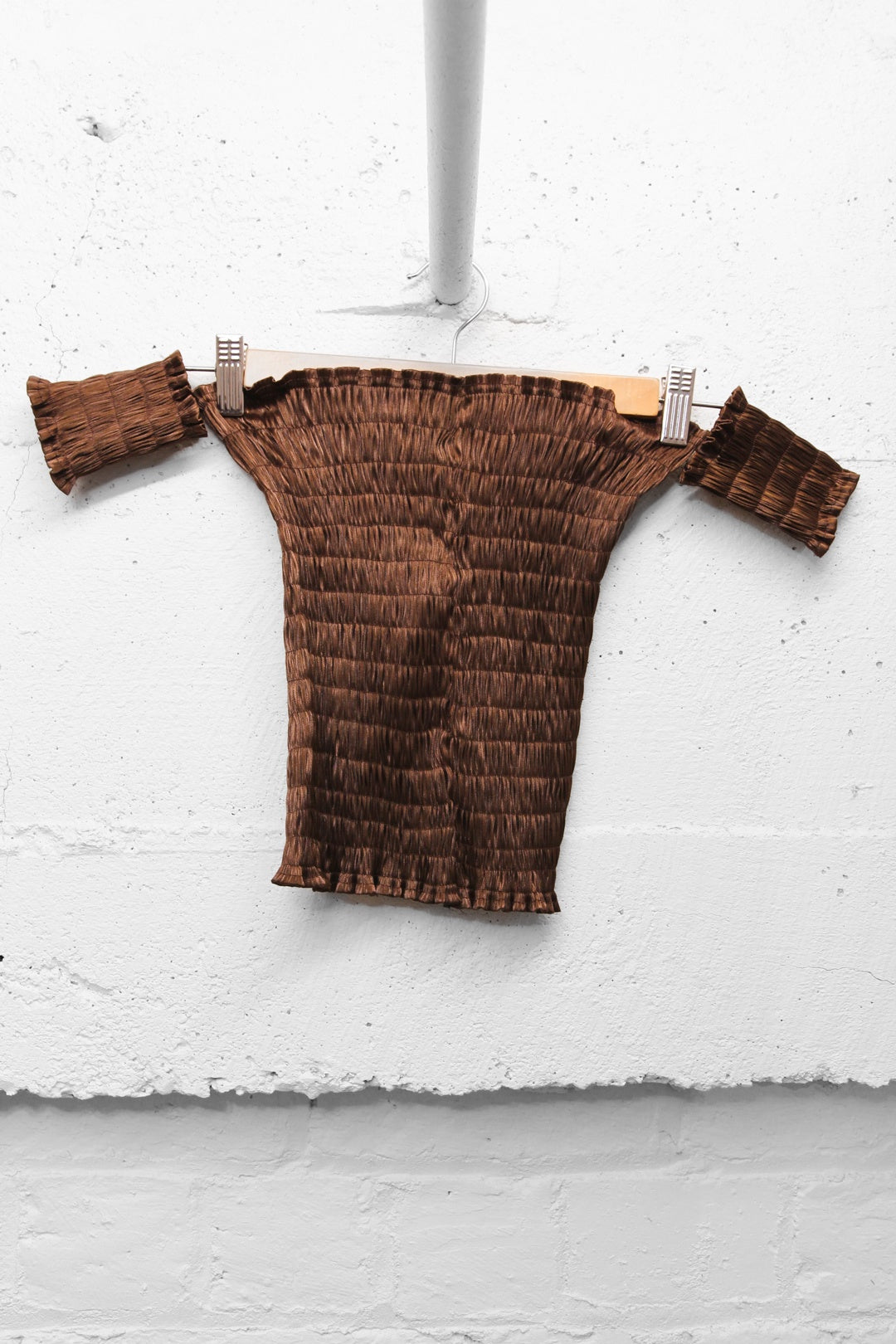 Ruched Boobtube + Cuffs Set - Brown