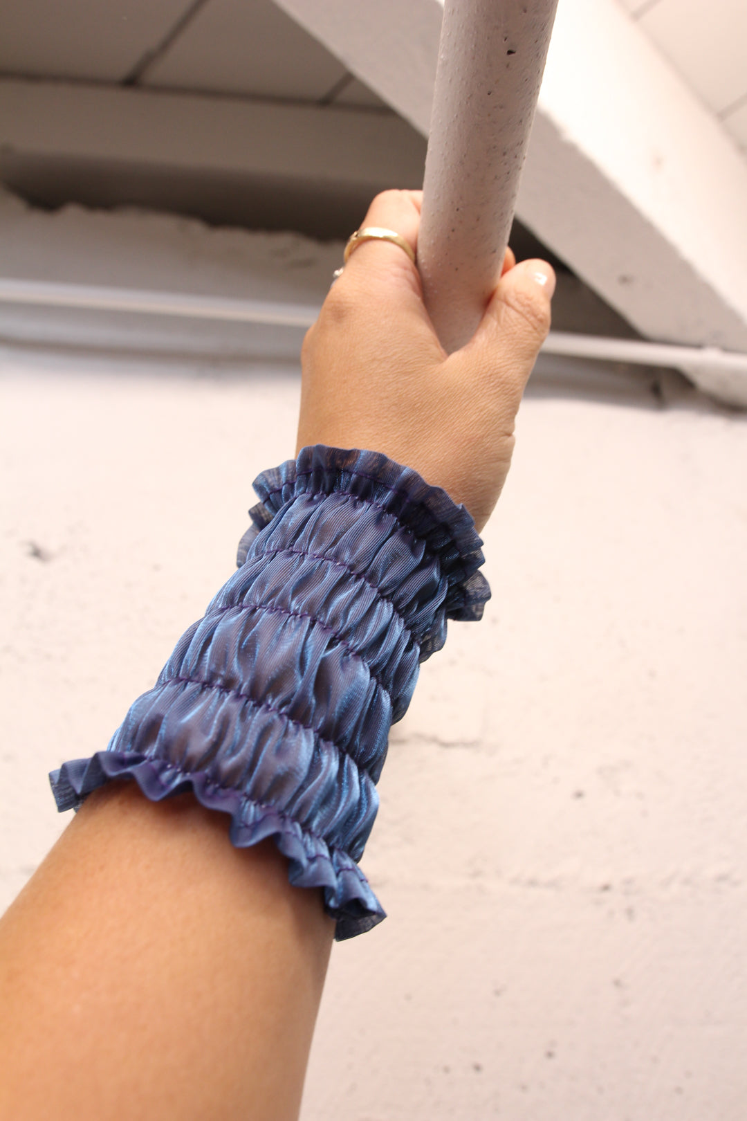 Ruched Boobtube + Cuffs Set - Blue