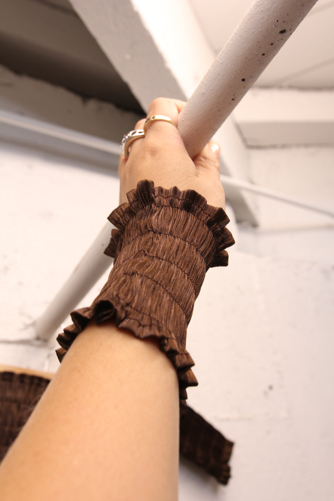 Ruched Boobtube + Cuffs Set - Brown