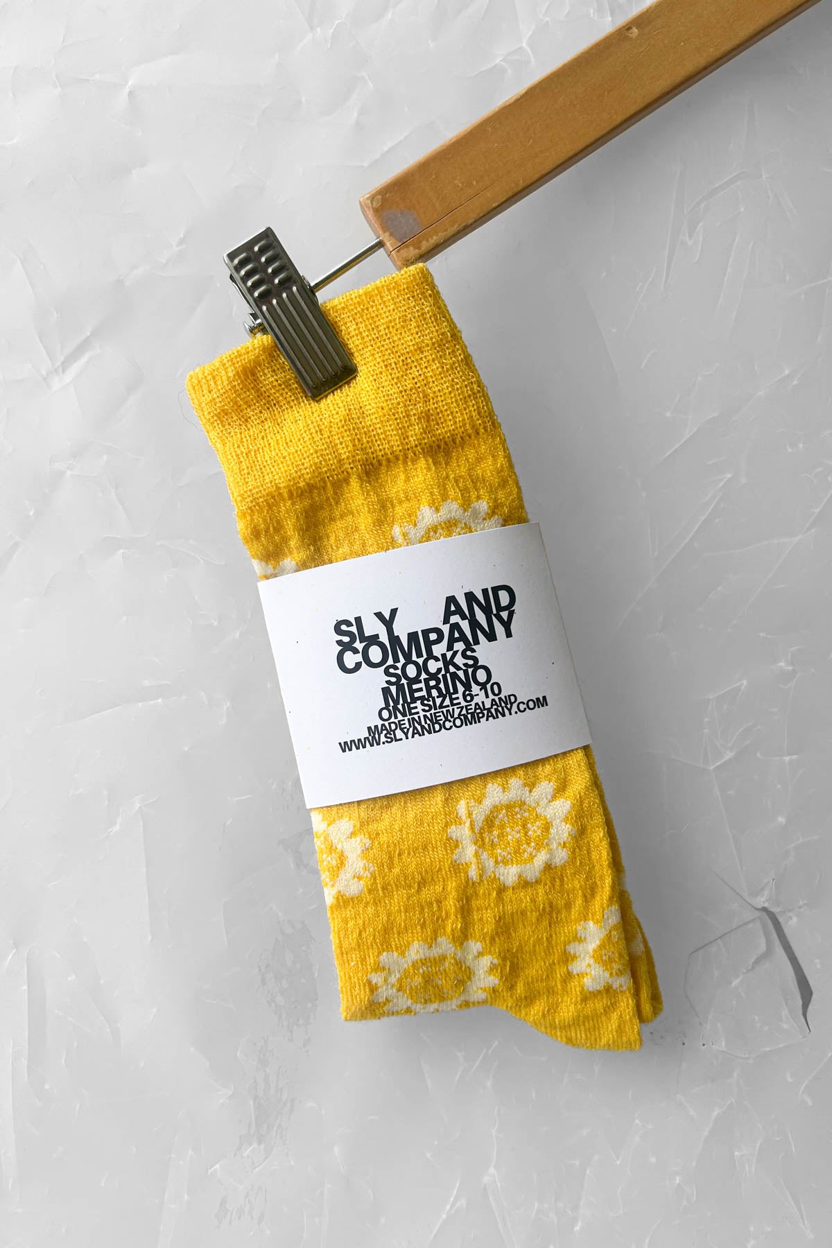 Merino Socks - Yellow With Flowers