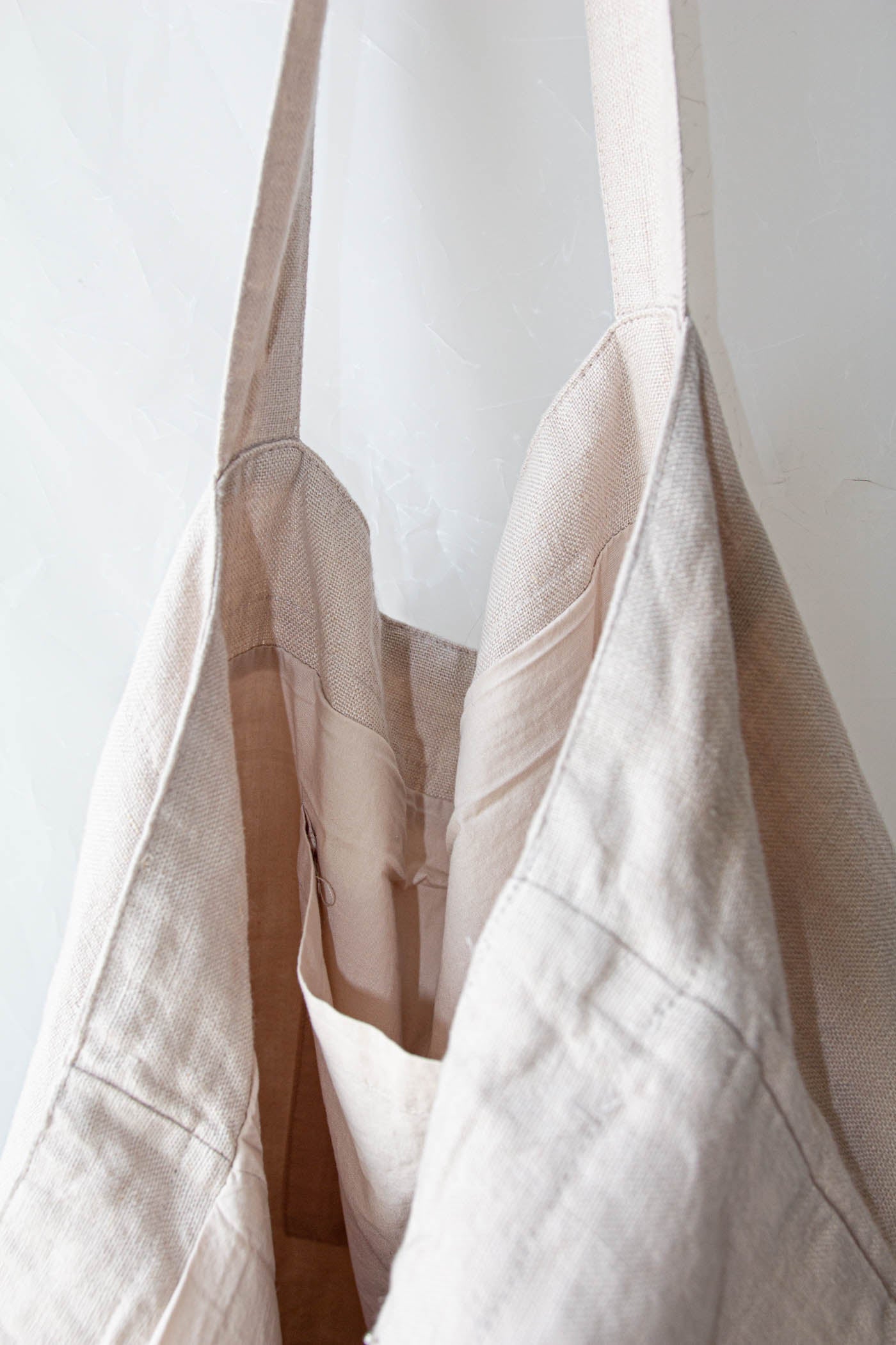 Large Linen Tote Bag - Cream