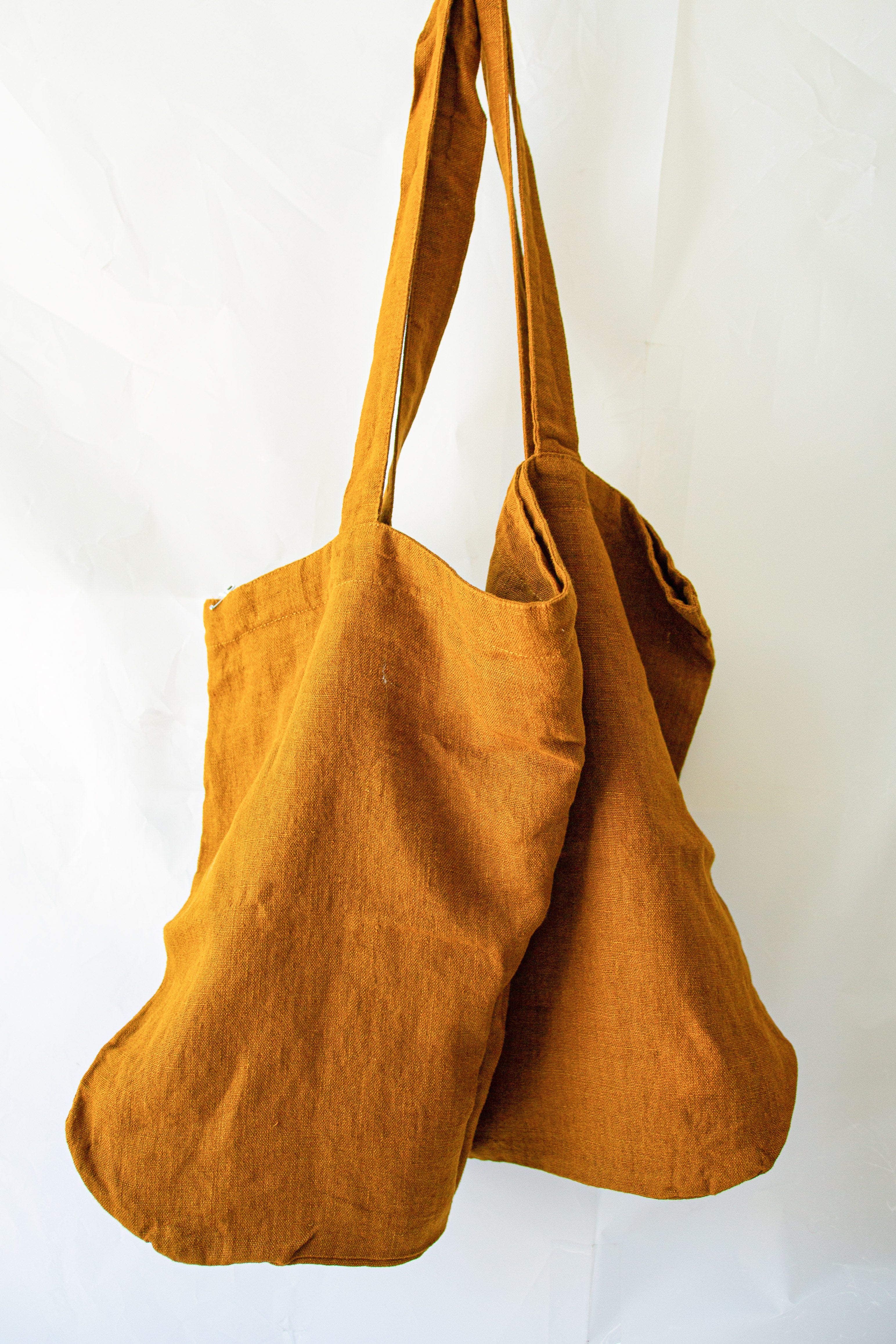 Large Linen Tote Bag - Brown