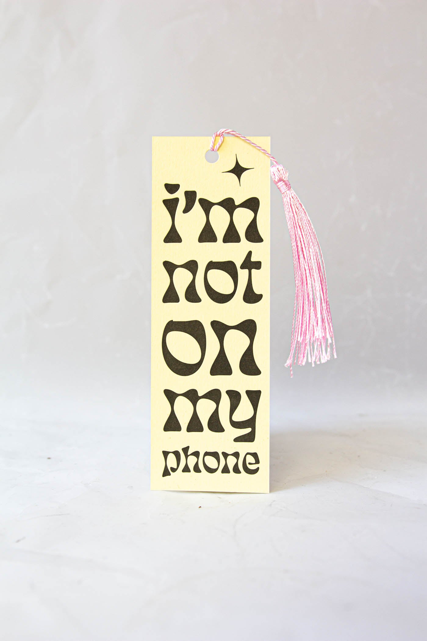 Not On My Phone Letterpress Bookmark in Yellow