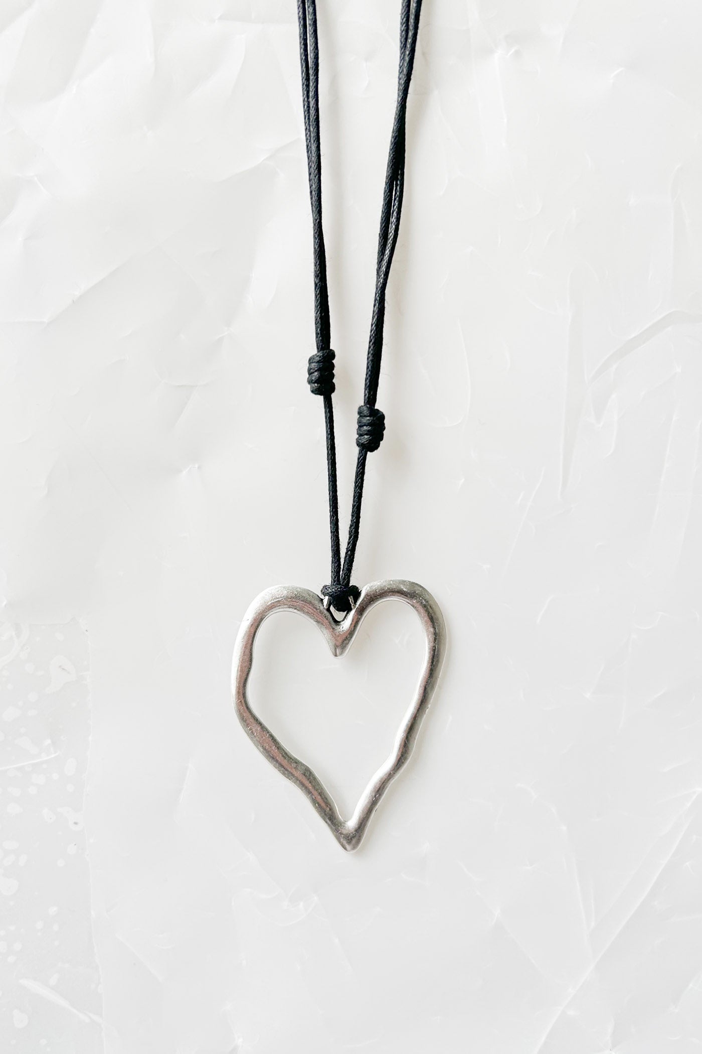 Large Silver Pendant Necklace - Heart
