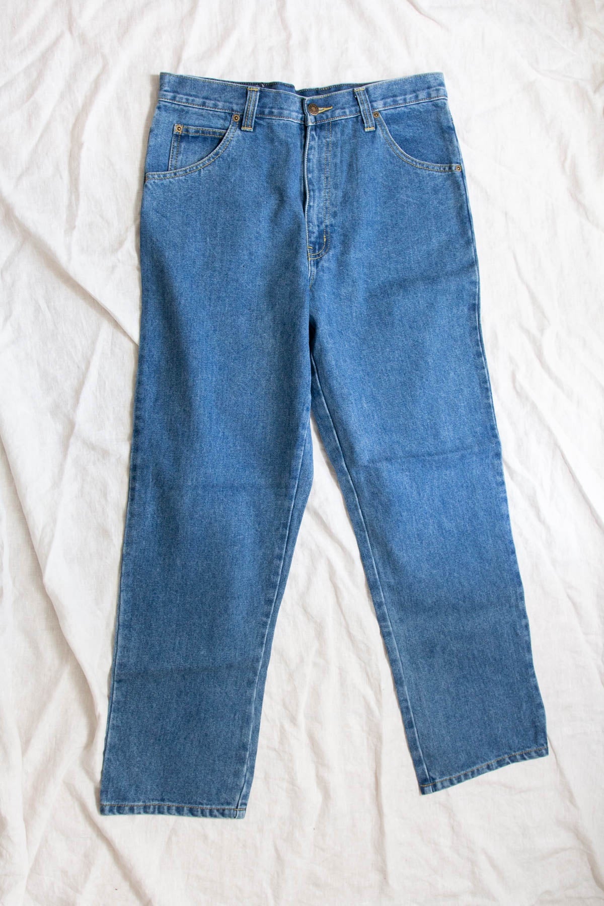 Vintage Deadstock Jeans; Light Blue Straight + Short