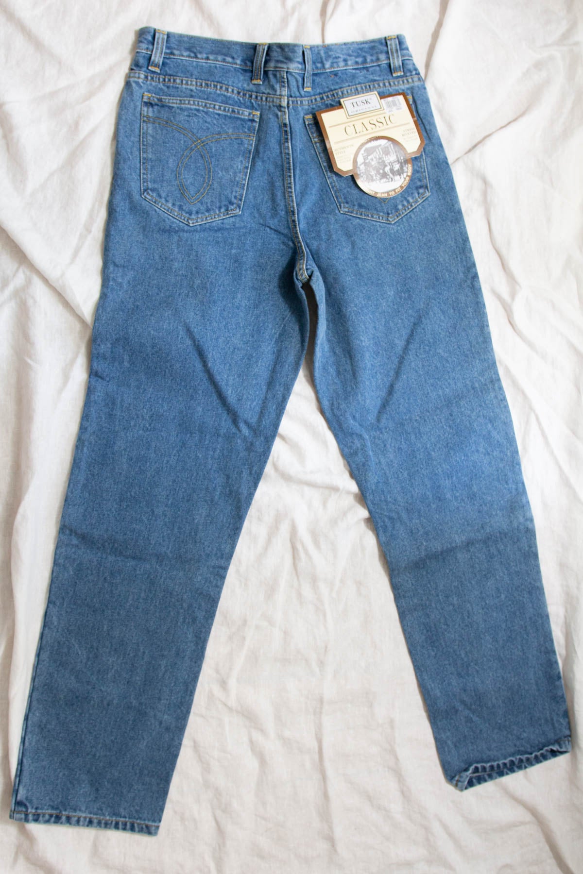 Vintage Deadstock Jeans; Light Blue Straight + Long