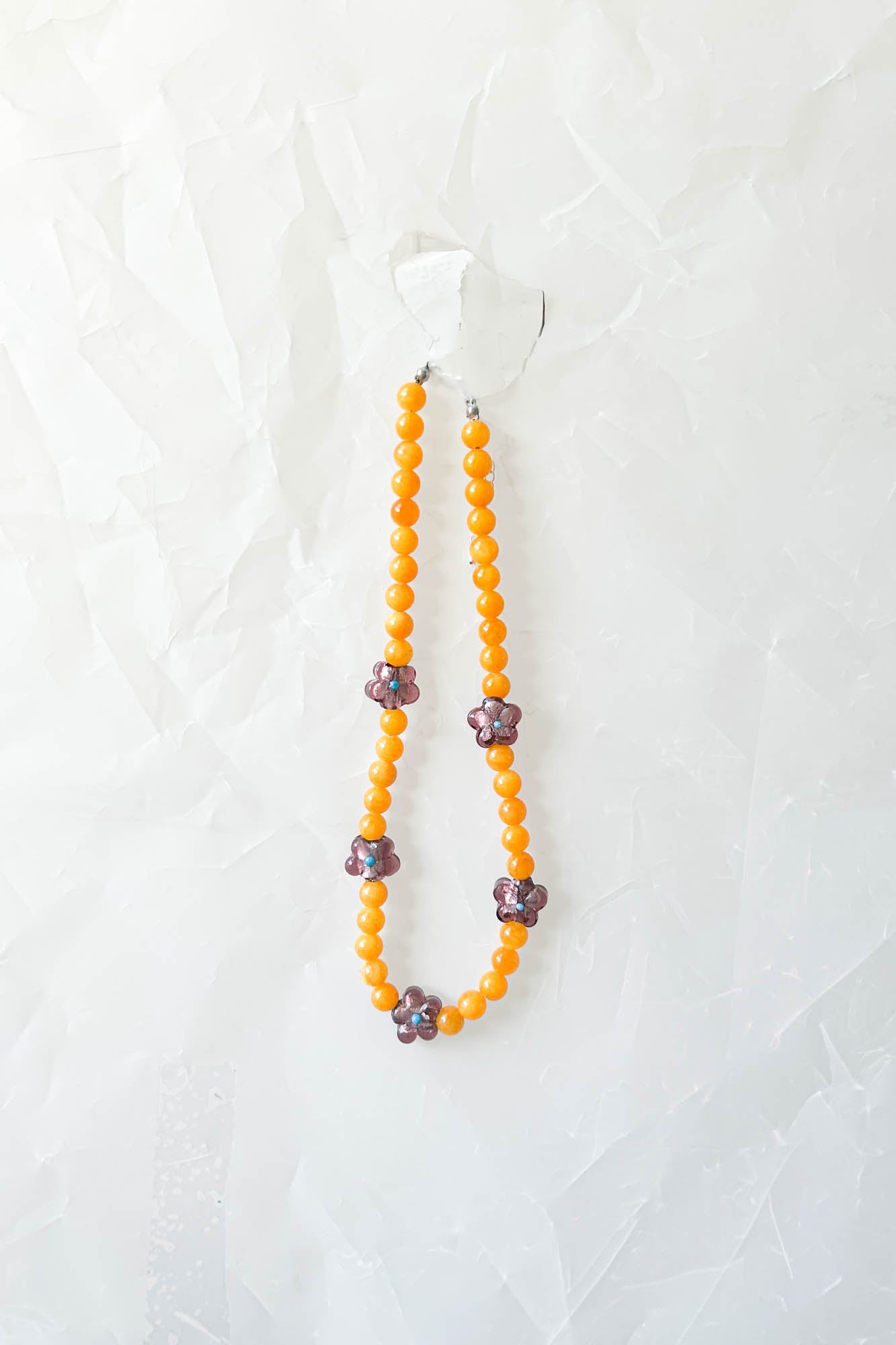 Orange and Purple Foil Flower Necklace