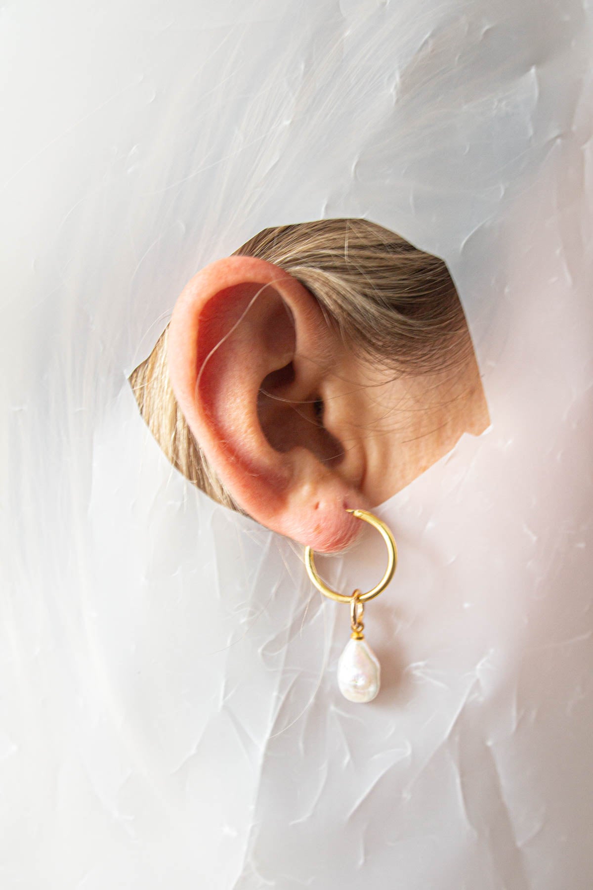 Real Baroque Pearl Hoops in Gold or Silver