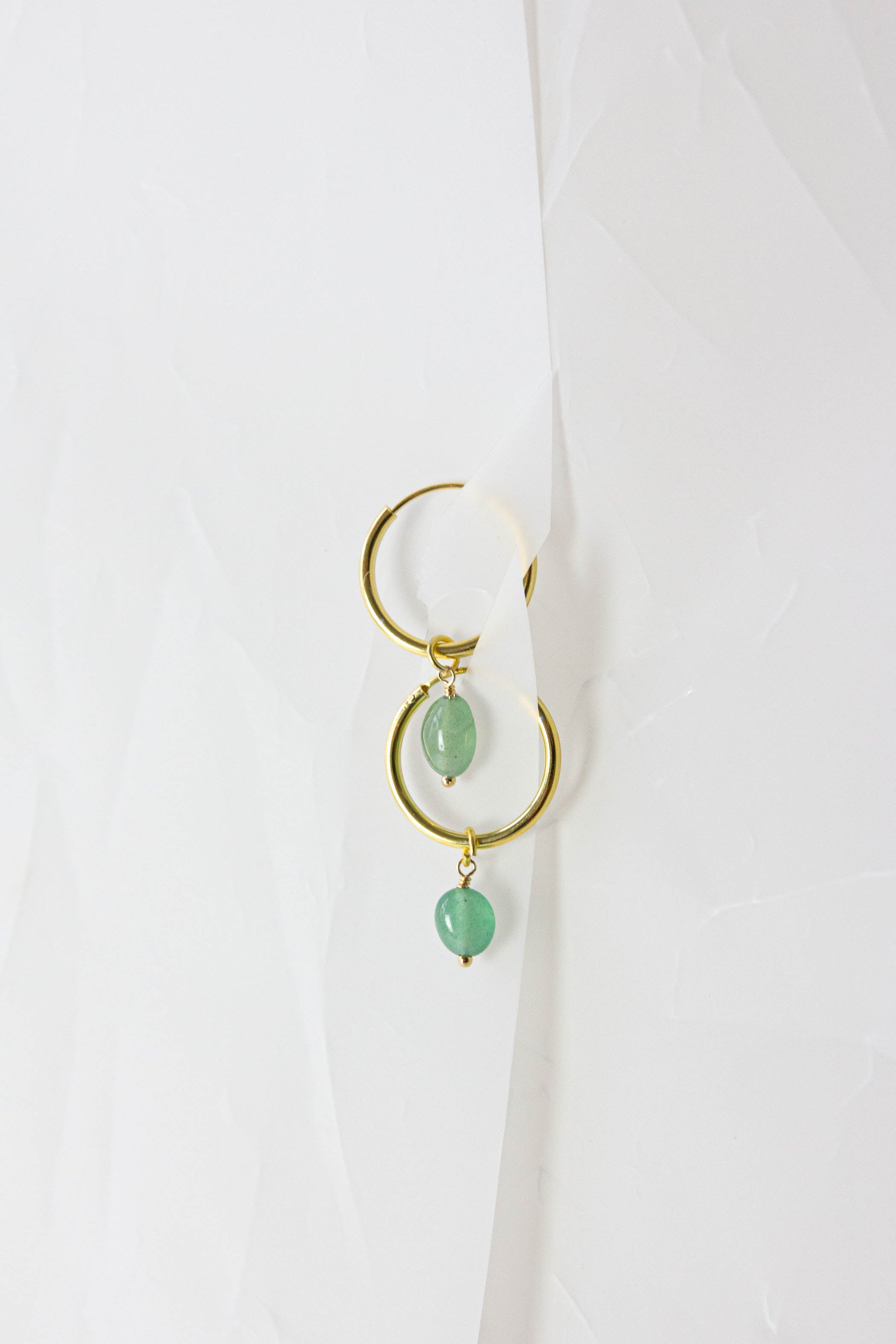 Semi-Precious Gem Drop Hoops - Gold