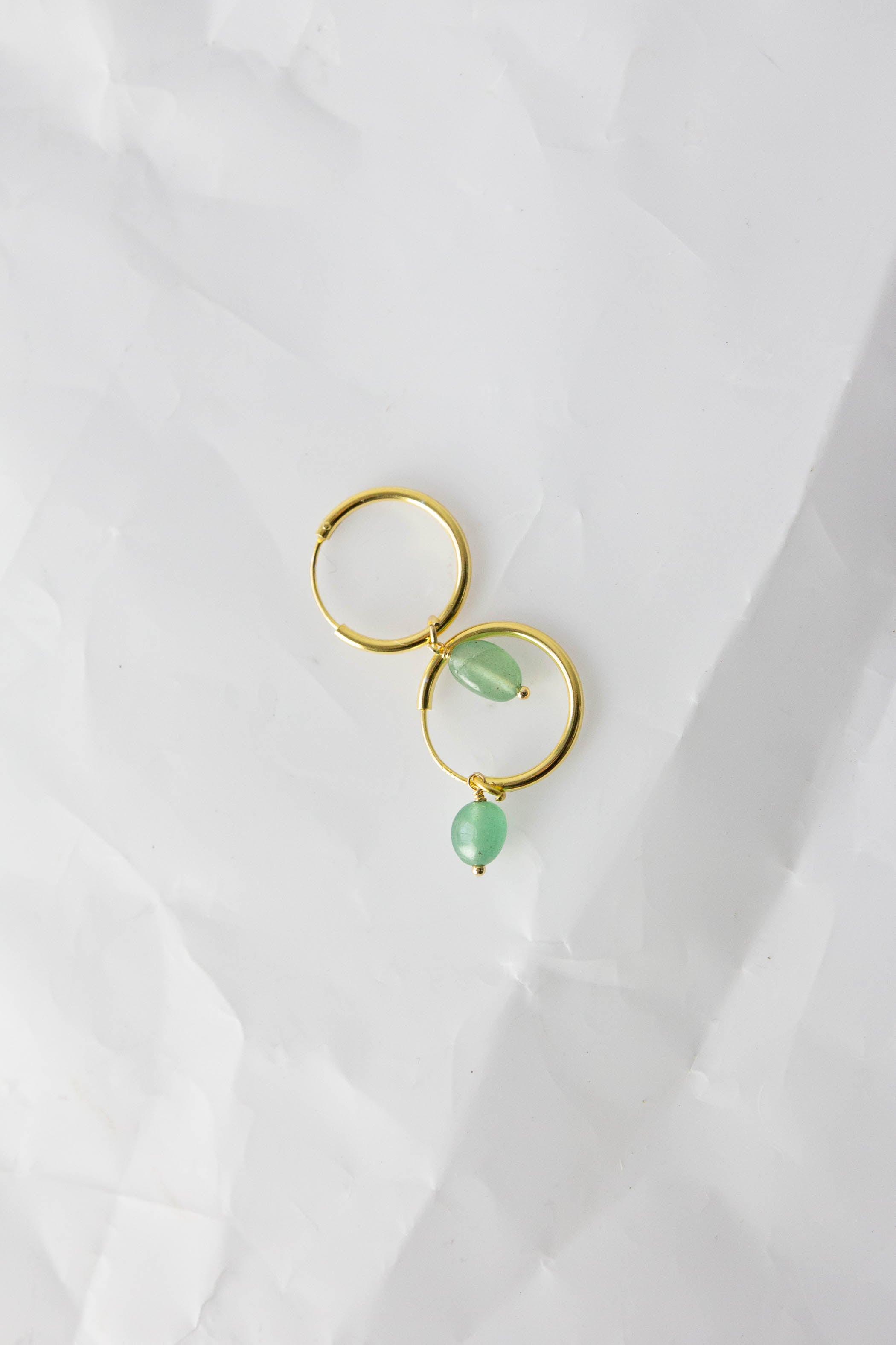 Semi-Precious Gem Drop Hoops - Gold