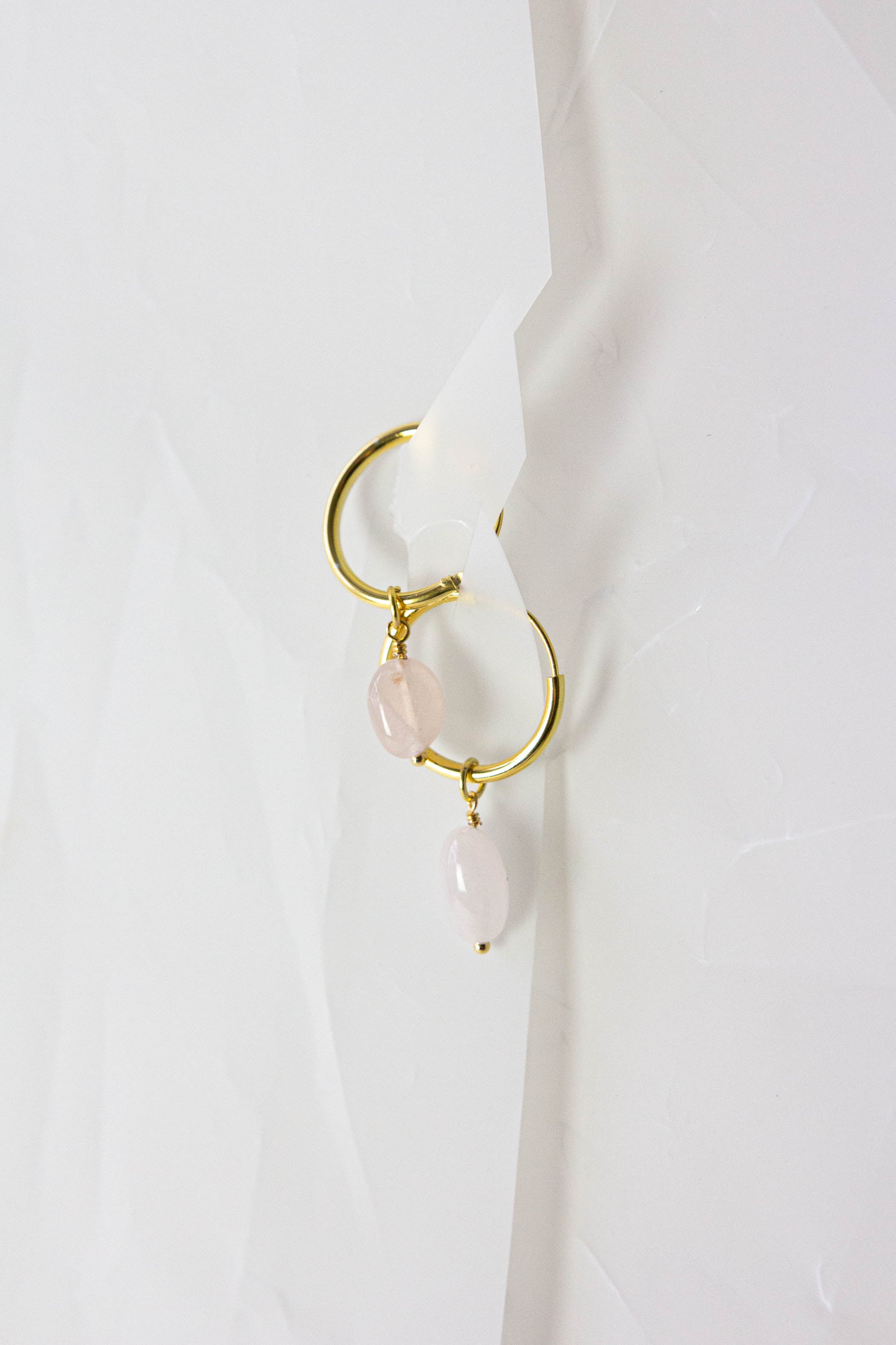 Semi-Precious Gem Drop Hoops - Gold