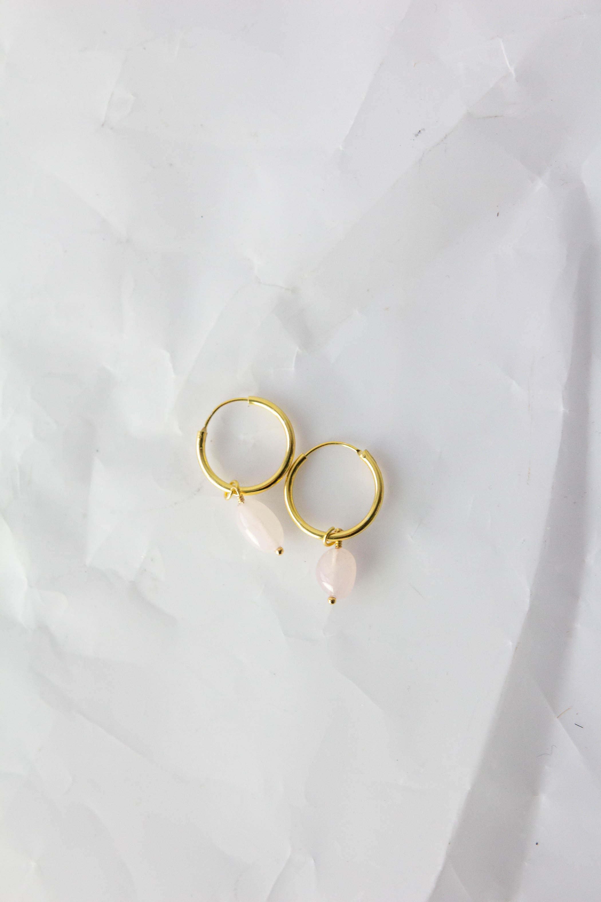 Semi-Precious Gem Drop Hoops - Gold