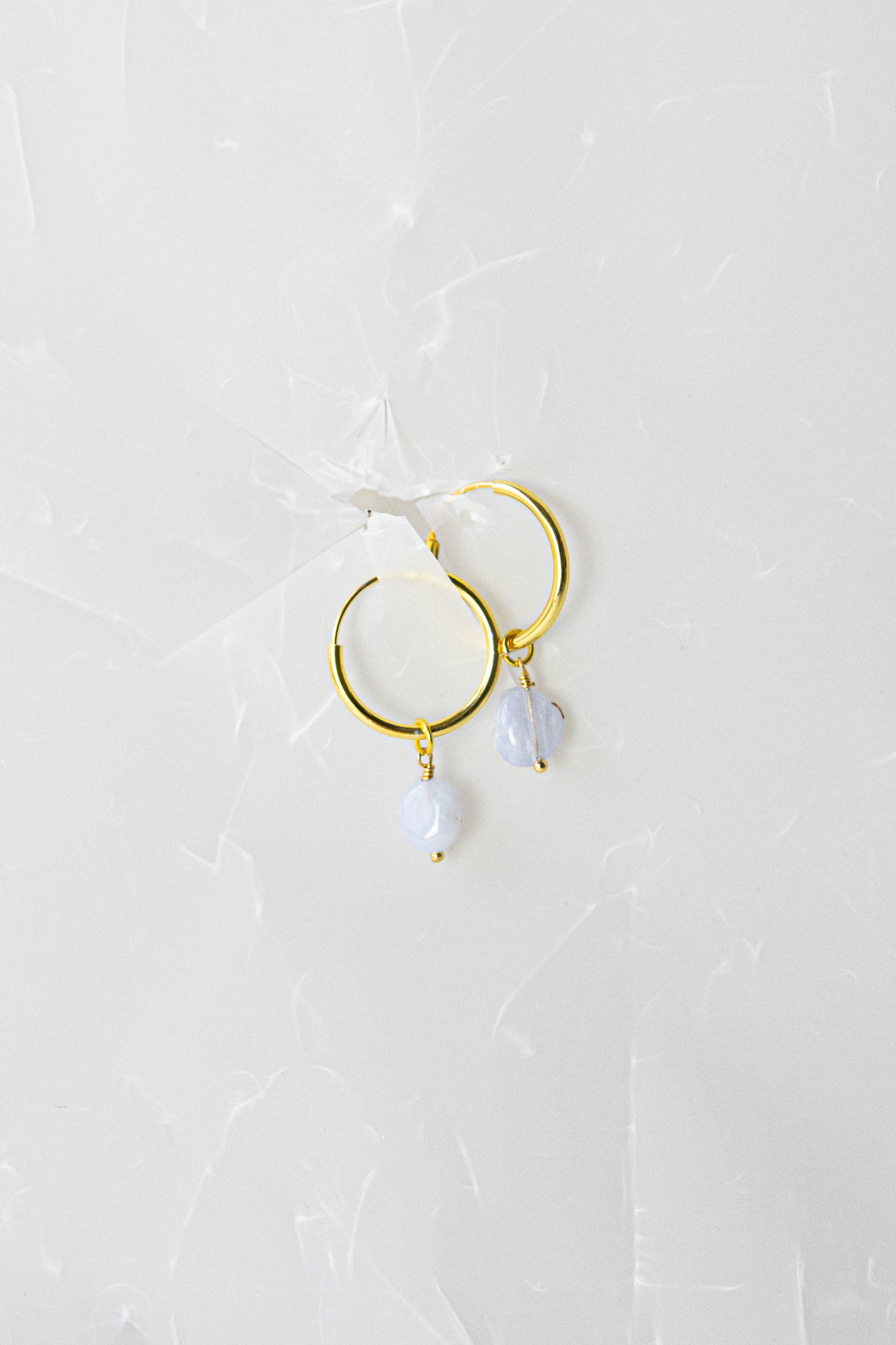 Semi-Precious Gem Drop Hoops - Gold