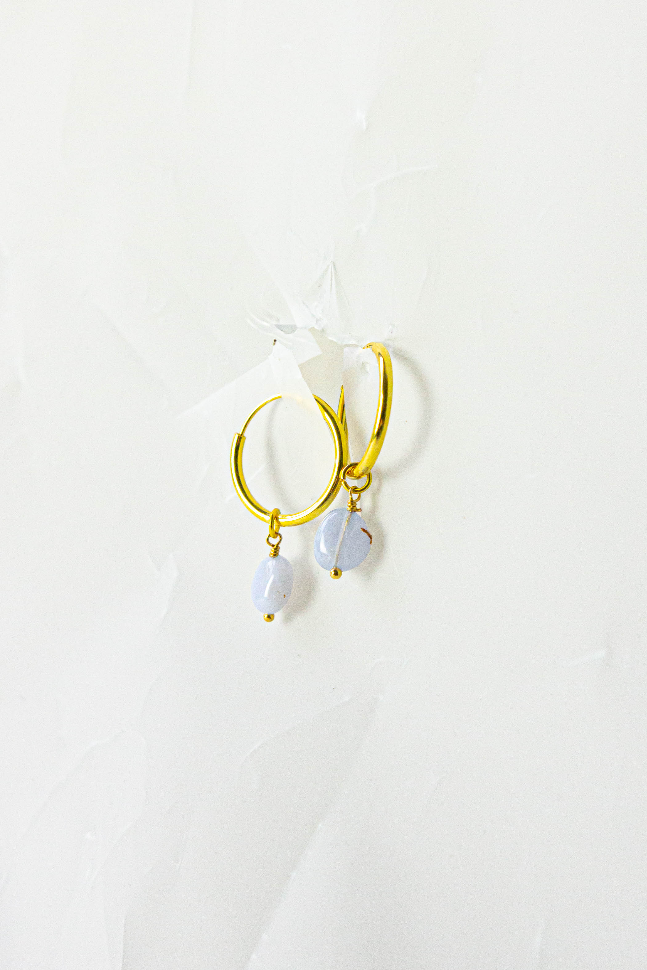 Semi-Precious Gem Drop Hoops - Gold