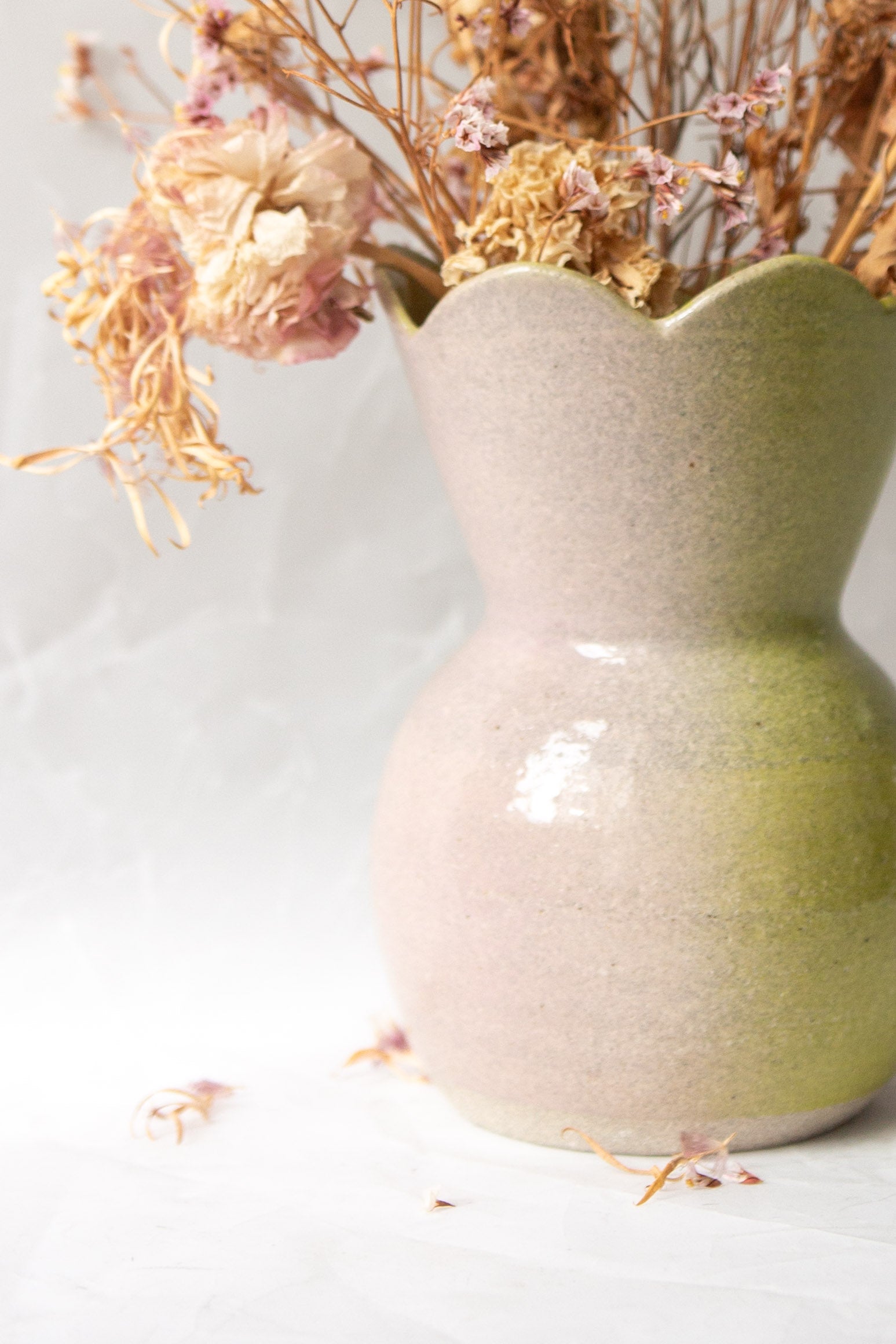Lime Scallop Vase