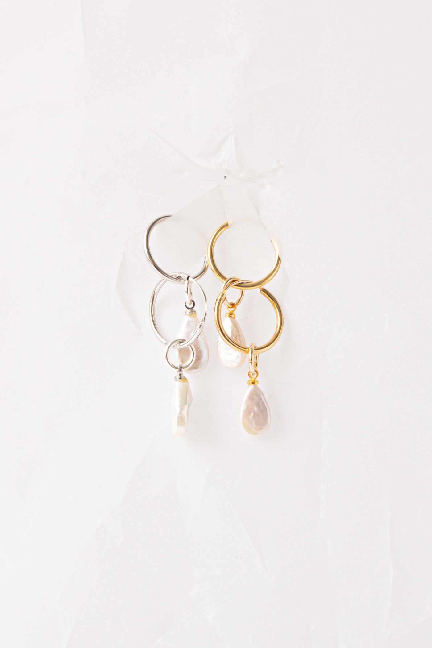 Real Baroque Pearl Hoops in Gold or Silver