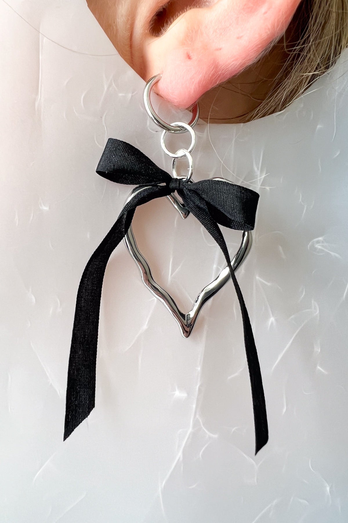 Heart + Bow Hoop Earrings