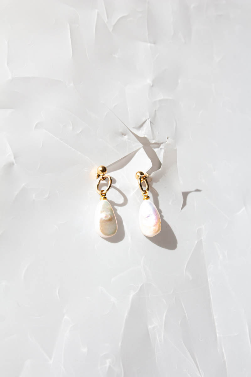 Real Baroque Pearl Stud Drops in Gold or Silver