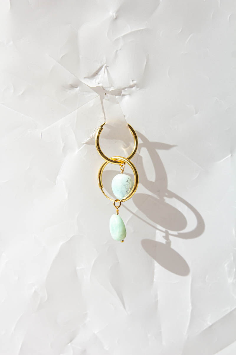 Semi-Precious Gem Drop Hoops - Gold