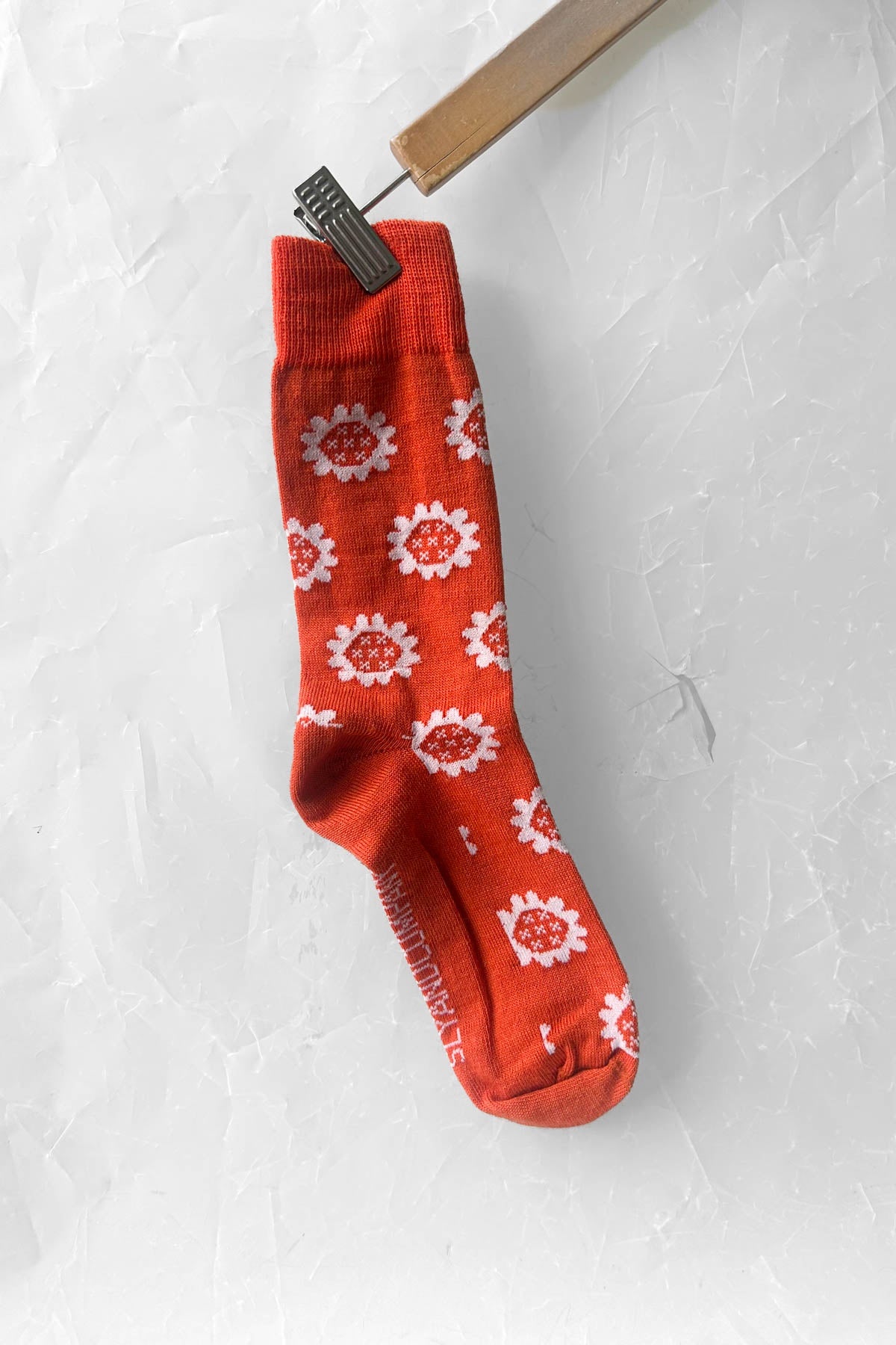 Merino Socks - Orange With Flowers