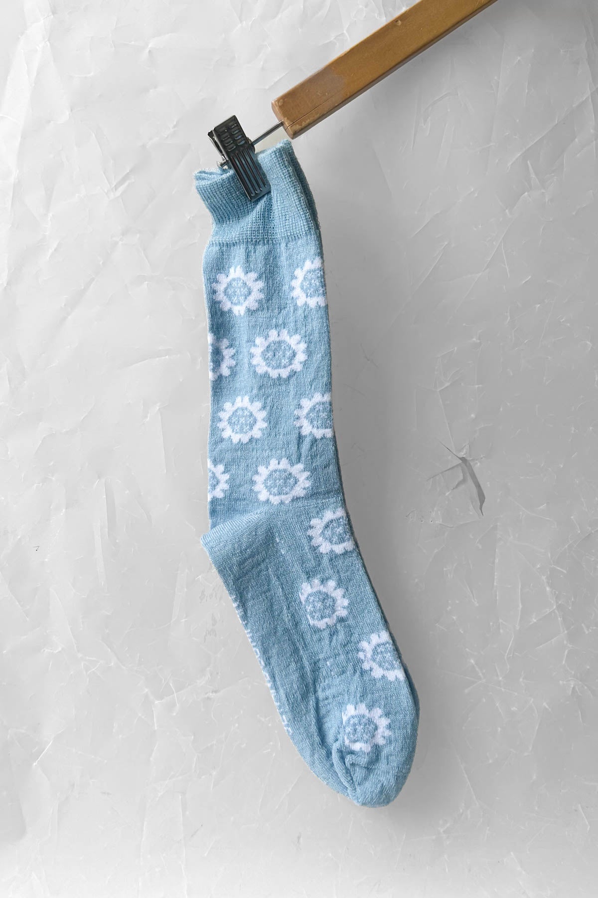 Merino Socks - Blue With Flowers
